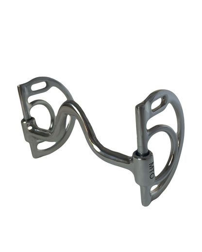 Western port D horse bit with solid stainless steel mouthpiece for clear communication
